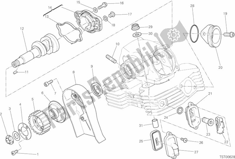 Alle onderdelen voor de Verticale Cilinderkop - Timing van de Ducati Scrambler Desert Sled USA 803 2019
